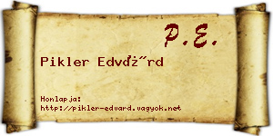 Pikler Edvárd névjegykártya